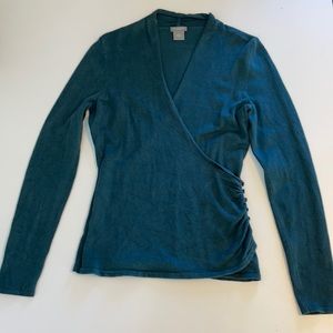 Ann Taylor petites teal silk / cashmere sweater